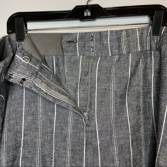 Lane Bryant Gray Striped Linen Tailored Shorts Comfort Waist Plus Size - Picture 8 of 10